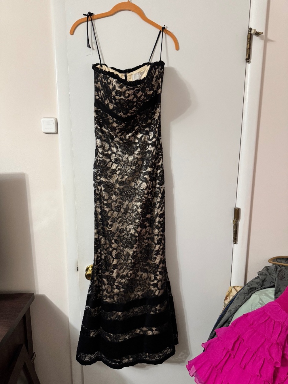 Badgley Mishka Lace Gown Gorgeous Size 4 Black and Nude